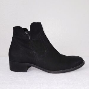 Paul Green Boston Bootie US 7 (UK 4.5) Black Nubuck Heeled Ankle Boots